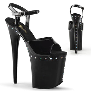 FLAMINGO-809ABLS 8" Heel Black Patent Pole Dancing Platforms