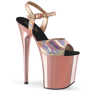 FLAMINGO-809HG 8" Heel Rose Gold Holo Pole Dancing Platforms