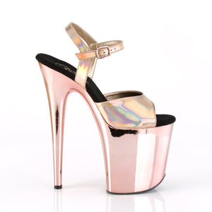 FLAMINGO-809HG 8" Heel Rose Gold Holo Pole Dancing Platforms