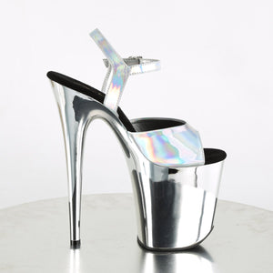 FLAMINGO-809HG 8" Heel Silver Hologram Pole Dancer Platforms