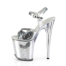 Load image into Gallery viewer, FLAMINGO-809HS 8&quot; Heel Silver Hologram Pole Dancer Platforms