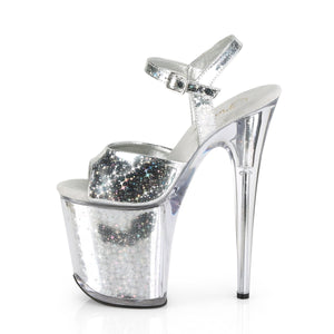 FLAMINGO-809HS 8" Heel Silver Hologram Pole Dancer Platforms