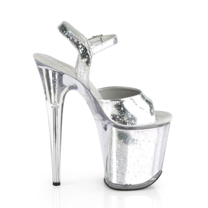 FLAMINGO-809HS 8" Heel Silver Hologram Pole Dancer Platforms