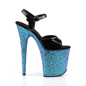 FLAMINGO-809LG 8" Heel Black and Blue Pole Dancing Platforms