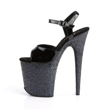 Load image into Gallery viewer, FLAMINGO-809LG 8&quot; Heel Black Patent Glitter Strippers Shoes