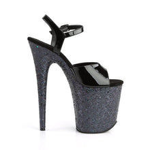 Load image into Gallery viewer, FLAMINGO-809LG 8&quot; Heel Black Patent Glitter Strippers Shoes