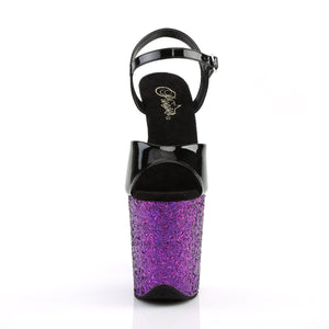 FLAMINGO-809LG 8" Heel Black Purple Glitter Strippers Shoes