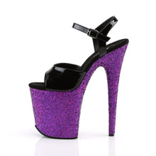 Load image into Gallery viewer, FLAMINGO-809LG 8&quot; Heel Black Purple Glitter Strippers Shoes