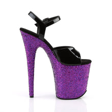 Load image into Gallery viewer, FLAMINGO-809LG 8&quot; Heel Black Purple Glitter Strippers Shoes