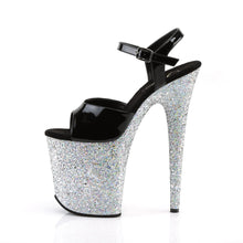 Load image into Gallery viewer, FLAMINGO-809LG 8&quot; Heel Black Silver Glitter Strippers Shoes