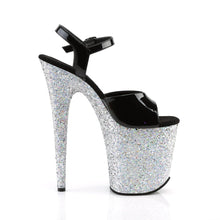 Load image into Gallery viewer, FLAMINGO-809LG 8&quot; Heel Black Silver Glitter Strippers Shoes