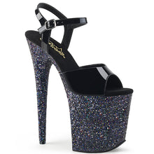 Load image into Gallery viewer, FLAMINGO-809LG 8&quot; Heel Black Patent Glitter Strippers Shoes