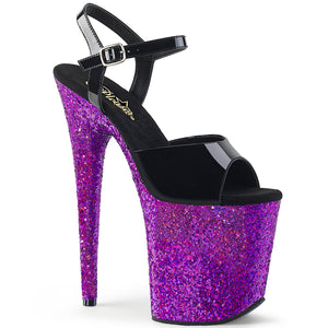 FLAMINGO-809LG 8" Heel Black Purple Glitter Strippers Shoes