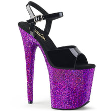 Load image into Gallery viewer, FLAMINGO-809LG 8&quot; Heel Black Purple Glitter Strippers Shoes