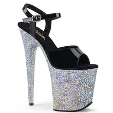 Load image into Gallery viewer, FLAMINGO-809LG 8&quot; Heel Black Silver Glitter Strippers Shoes