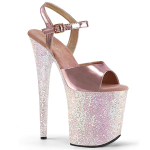 FLAMINGO-809LG 8" Rose Gold Metallic Pole Dancer Platforms