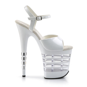 FLAMINGO-809LN 8" Heel White Patent Pole Dancing Platforms