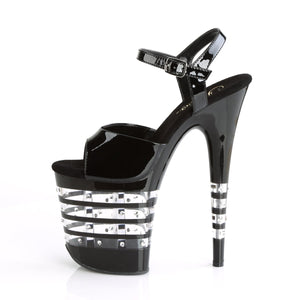 FLAMINGO-809LNRS 8" Heel Black Patent Pole Dancing Platforms