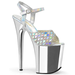 FLAMINGO-809MMRS 8" Heel Silver Hologram Pole Dancer Shoes