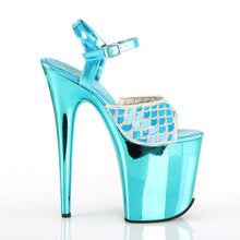 Load image into Gallery viewer, FLAMINGO-809MMRS 8&quot; Heel Turquoise Hologram Pole Dance Shoes