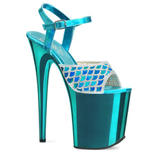 Load image into Gallery viewer, FLAMINGO-809MMRS 8&quot; Heel Turquoise Hologram Pole Dance Shoes