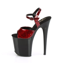 Load image into Gallery viewer, FLAMINGO-809SP 8&quot; Heel Red Snake Print Pole Dancer Platforms