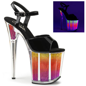 FLAMINGO-809SRS 8" Heel Black Neon Multi Pole Dancer Shoes