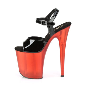 FLAMINGO-809T 8" Heel Black Frosted Red Pole Dance Shoes