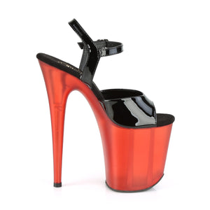 FLAMINGO-809T 8" Heel Black Frosted Red Pole Dance Shoes