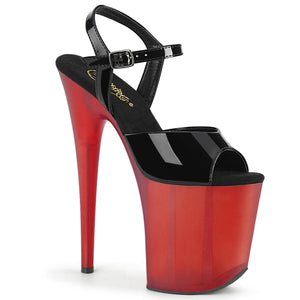 FLAMINGO-809T 8" Heel Black Frosted Red Pole Dance Shoes