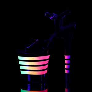 FLAMINGO-809UVLN 8" Heel Black Patent Pole Dancing Platforms