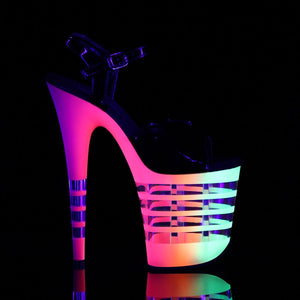 FLAMINGO-809UVLN 8" Black Neon Multi Pole Dancer Platforms