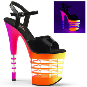 FLAMINGO-809UVLN 8" Black Neon Multi Pole Dancer Platforms