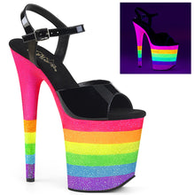 Load image into Gallery viewer, FLAMINGO-809UVRB Heels Black Neon Rainbow Glitter Sexy Shoes