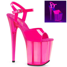 Load image into Gallery viewer, FLAMINGO-809UVT 8&quot; Heel Neon Hot Pink Pole Dancing Platforms