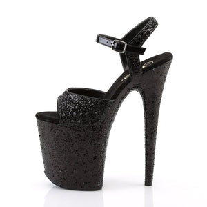 FLAMINGO-810LG 8" Heel Black Glitter Pole Dancing Platforms