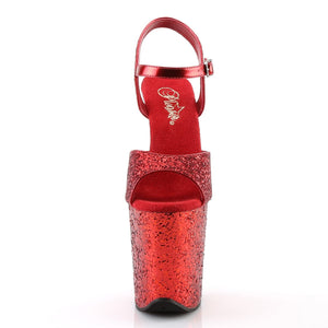 FLAMINGO-810LG 8" Heel Red Glitter Pole Dancing Platforms