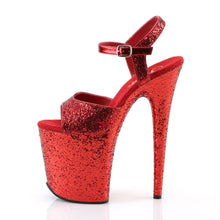 Load image into Gallery viewer, FLAMINGO-810LG 8&quot; Heel Red Glitter Pole Dancing Platforms