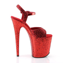 Load image into Gallery viewer, FLAMINGO-810LG 8&quot; Heel Red Glitter Pole Dancing Platforms