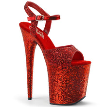 Load image into Gallery viewer, FLAMINGO-810LG 8&quot; Heel Red Glitter Pole Dancing Platforms