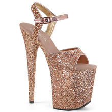 Load image into Gallery viewer, FLAMINGO-810LG 8&quot; Heel Rose Gold Glitter Pole Dancer Shoes