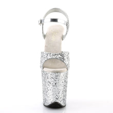 Load image into Gallery viewer, FLAMINGO-810LG 8&quot; Heel Silver Glitter Pole Dancing Platforms