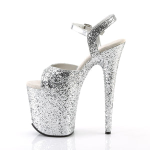 FLAMINGO-810LG 8" Heel Silver Glitter Pole Dancing Platforms