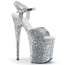 Load image into Gallery viewer, FLAMINGO-810LG 8&quot; Heel Silver Glitter Pole Dancing Platforms