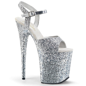 FLAMINGO-810LG 8" Heel Silver Glitter Pole Dancing Platforms