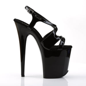 FLAMINGO-831 8 Inch Heel Black Patent Pole Dancing Platforms