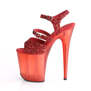 FLAMINGO-874 8" Heel Red Glitter Pole Dancing Platforms