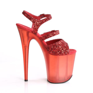 FLAMINGO-874 8" Heel Red Glitter Pole Dancing Platforms