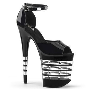 FLAMINGO-889LN 8" Heel Black Patent Pole Dancing Platforms