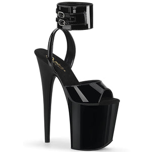 FLAMINGO-891 8 Inch Heel Black Patent Pole Dancing Platforms